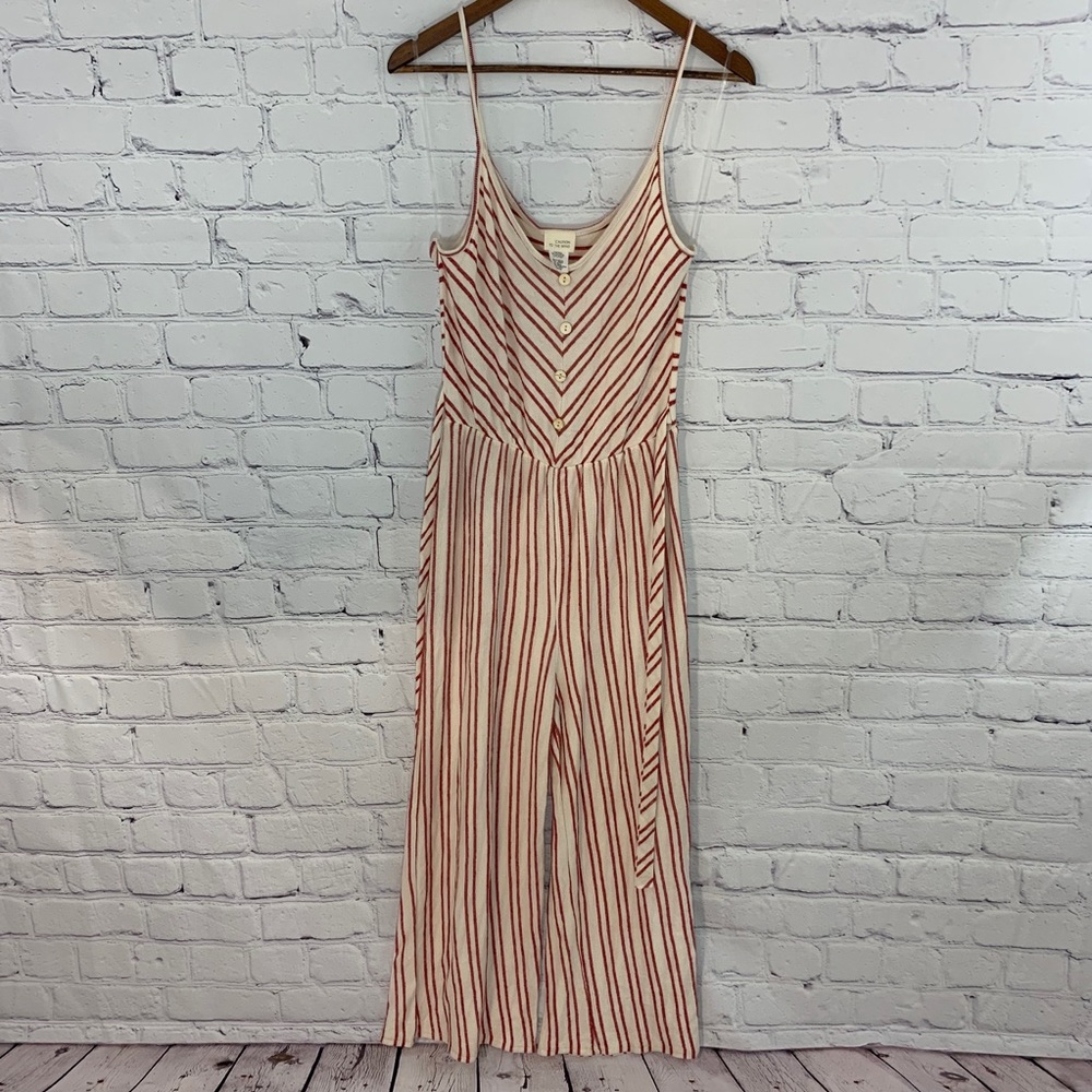 Caution To The Wind Red Stripped Jumpsuit